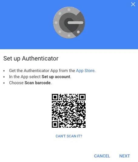Setup Google Authenticator Gmail