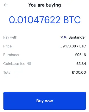 Bitcoin Purchase Preview with coinbase.com