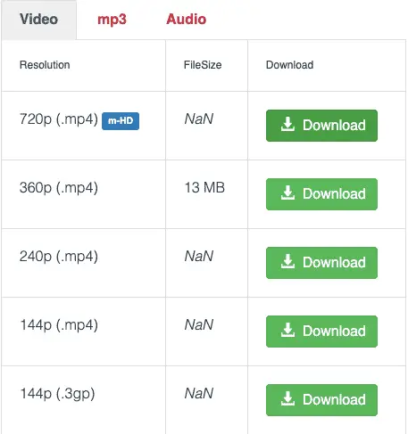 YouTube Video Download Formats