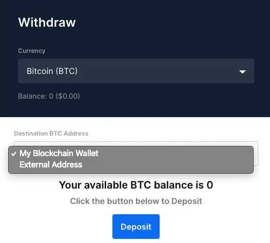 withdrawing from Blockchain