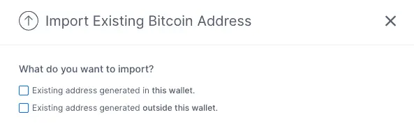 Import existing bitcoin address