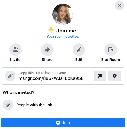 Join a FB Messenger Room