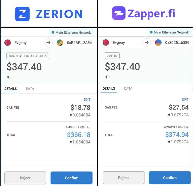 Zapper.fi vs Zerion
