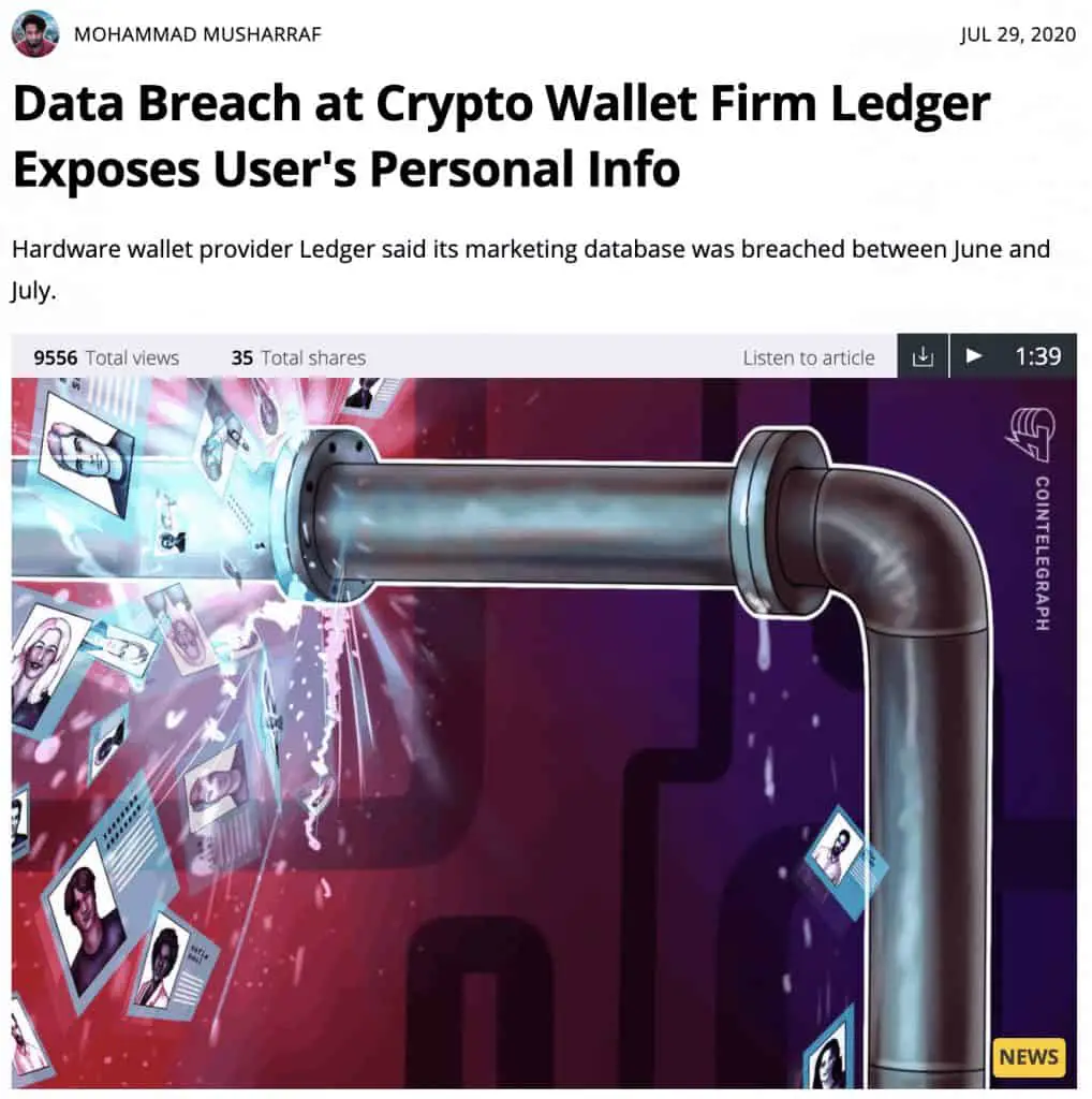 Ledger Data Breach at Crypto Wallet
