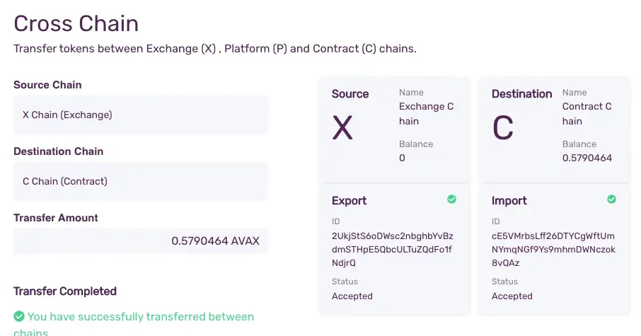 import assets X to C chain