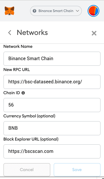 chain id bsc metamask