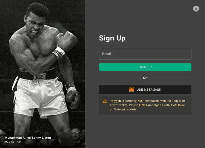 SportX Sign up process