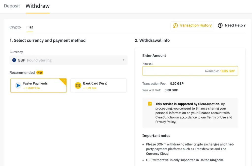 how to withdraw cash from binance