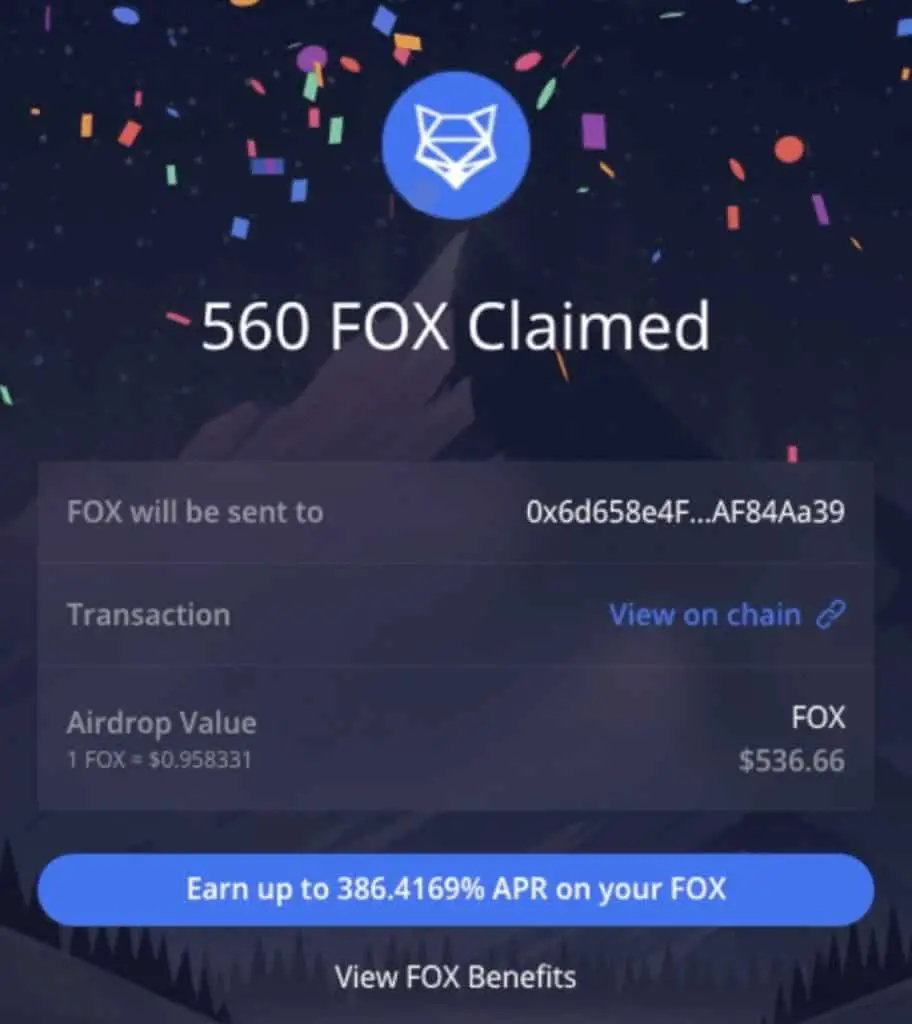 claim free FOX tokens shapeshift airdrop