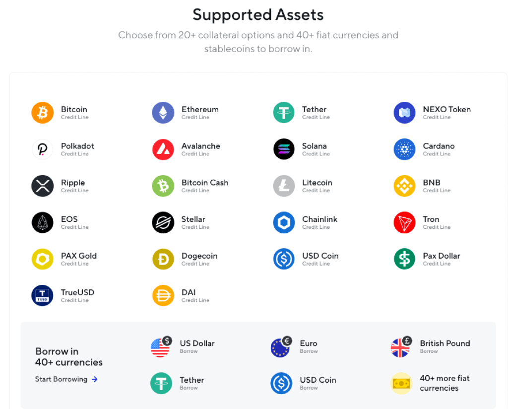 crypto to borrow against nexo