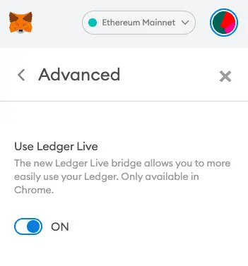 Ledger Live Bridge with MetaMask