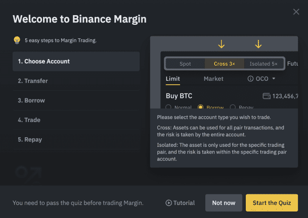 binance margin test answers