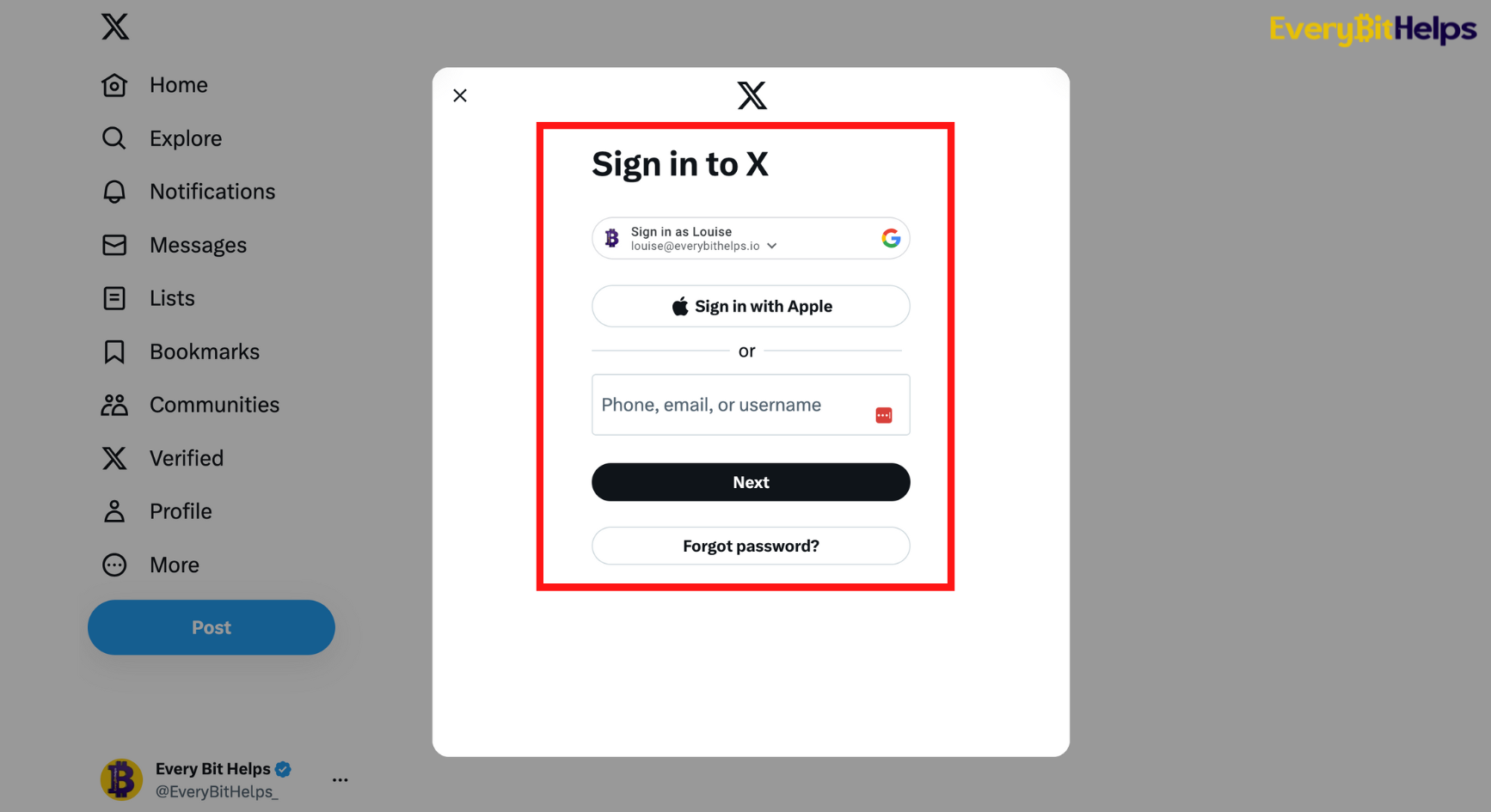 How to Change Twitter Username: Step 1 Log into Twtter or X.com
