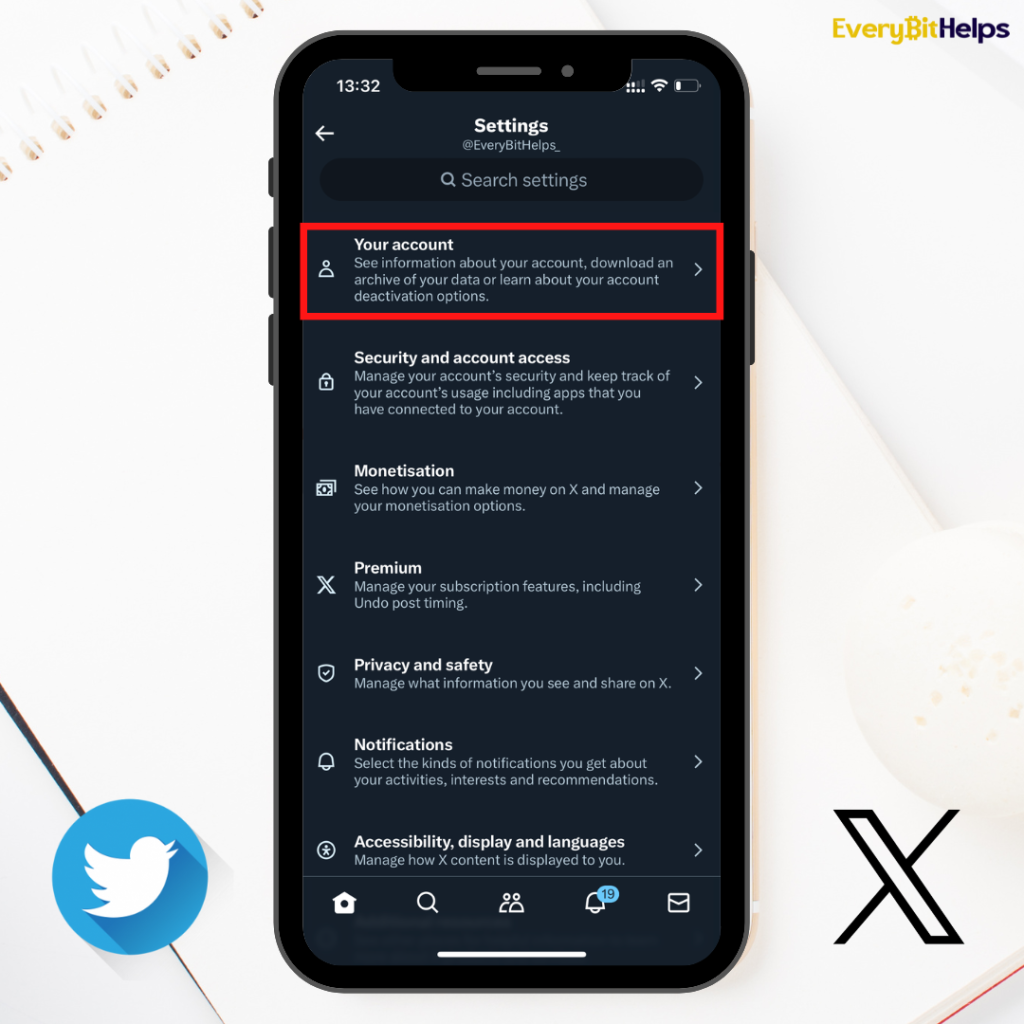 Changing Your Twitter Username on mobile: Step 3 Twitter Your Account