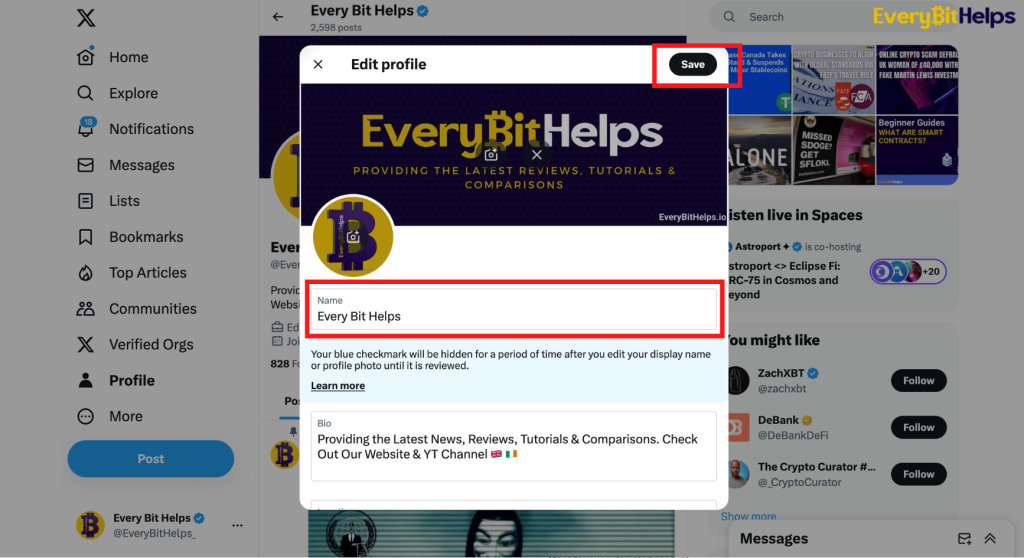 Step 4 Change Twitter Display Name