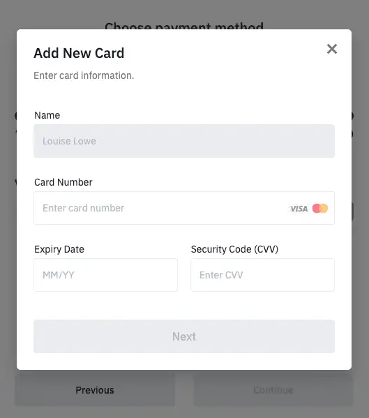 How to add a credit card on Binance