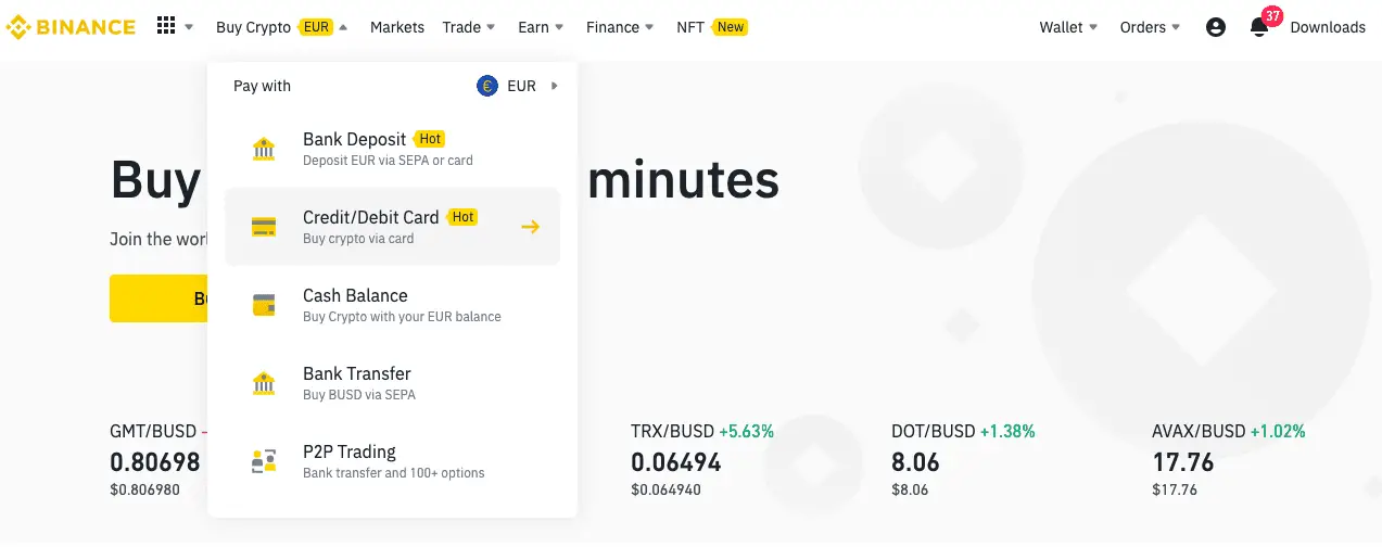 How to buy a stablecoin on Binance