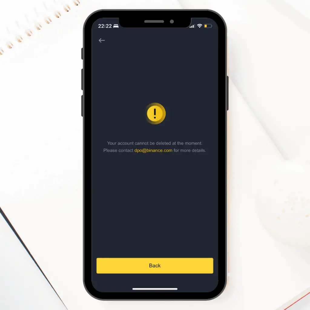Email Binance to Delete Account