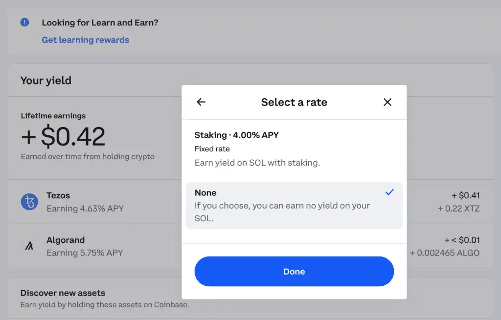 Staking Solana on Coinbase