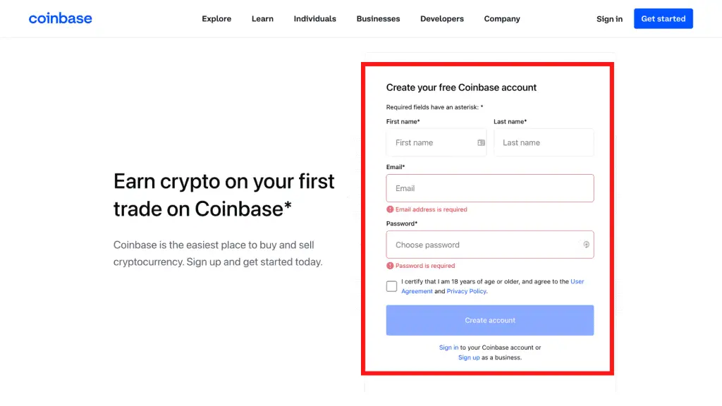 Coinbase.com Sign-up