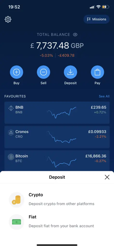 How to deposit crypto.com app