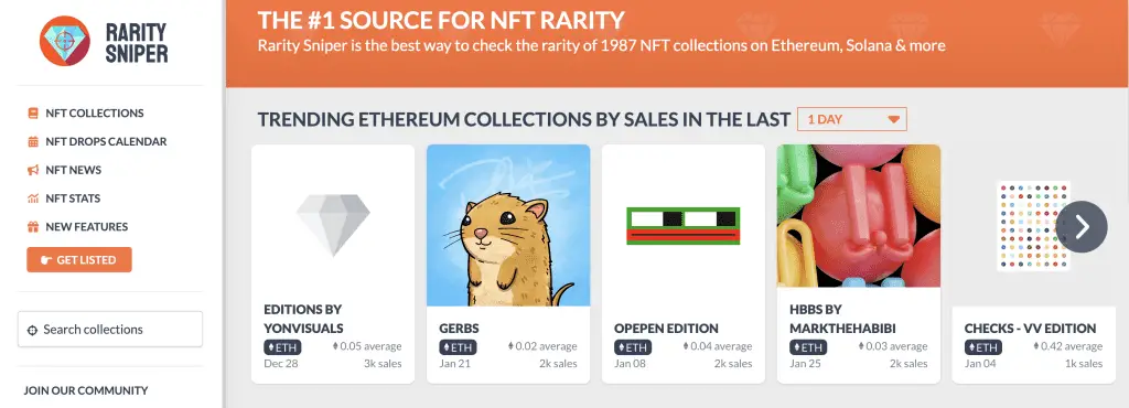 raritysniper.com NFT Rarity Rating