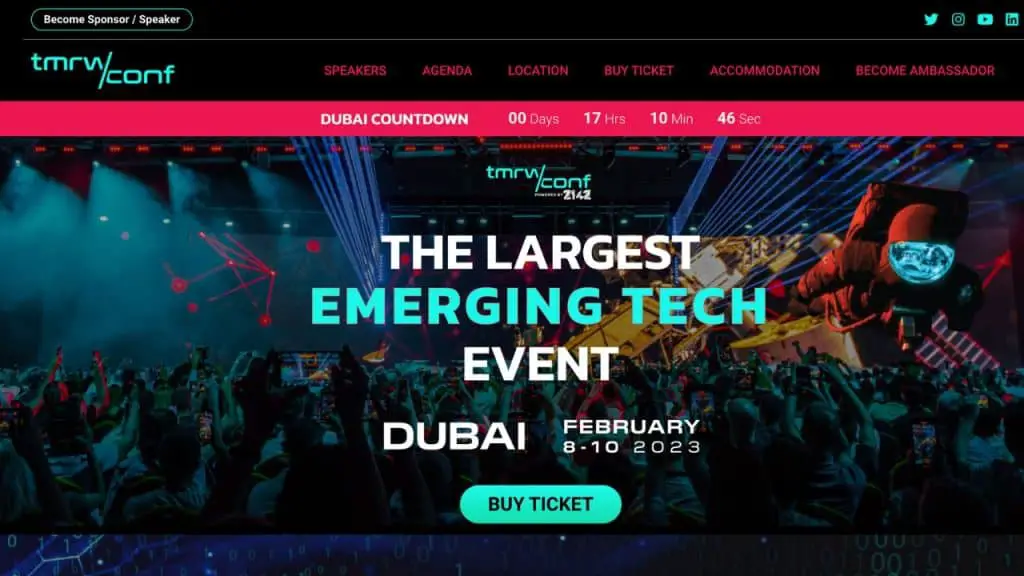 Tomorrow Conference NFT Crypto Home Page Dubai 