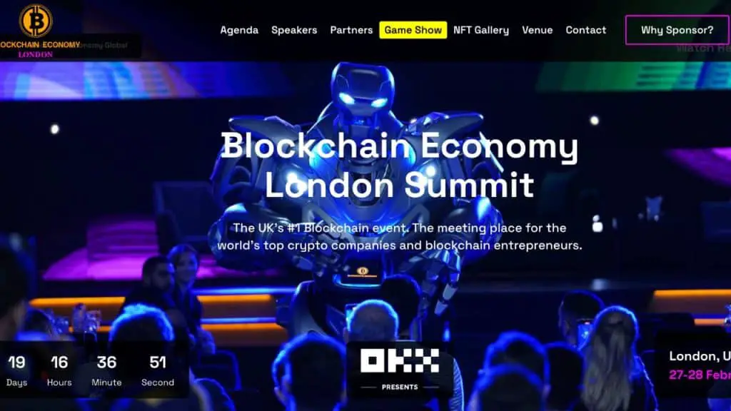 Blockchain EconomyLondon Summit 2023 Crypto NFT event conference