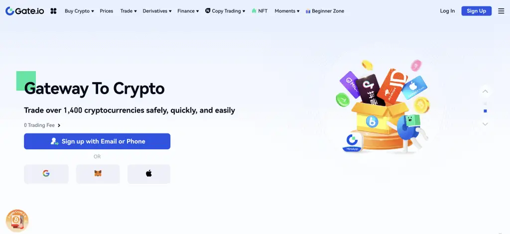 Gate.io home page crypto NFT exchange us 