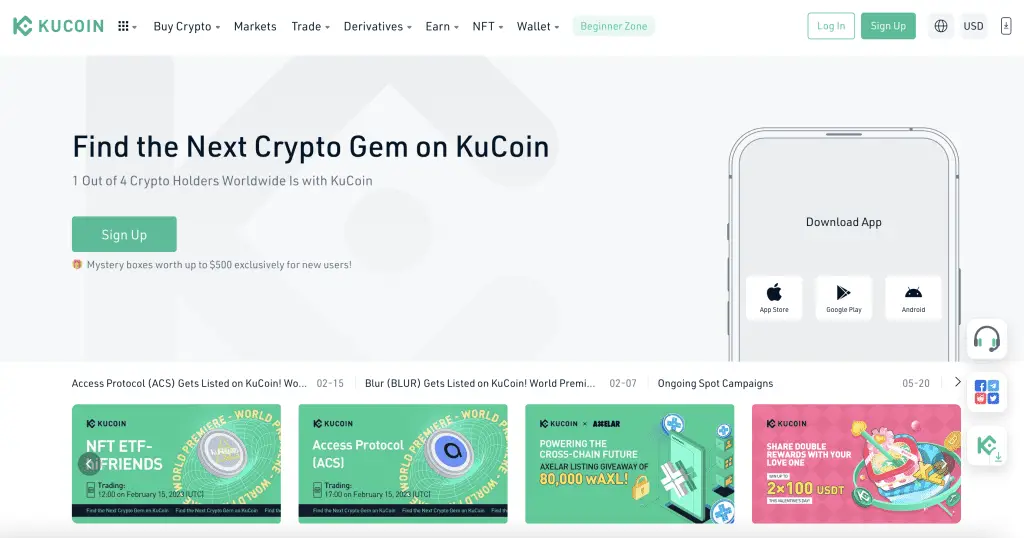 kucoin crypto exchange home page nft US
