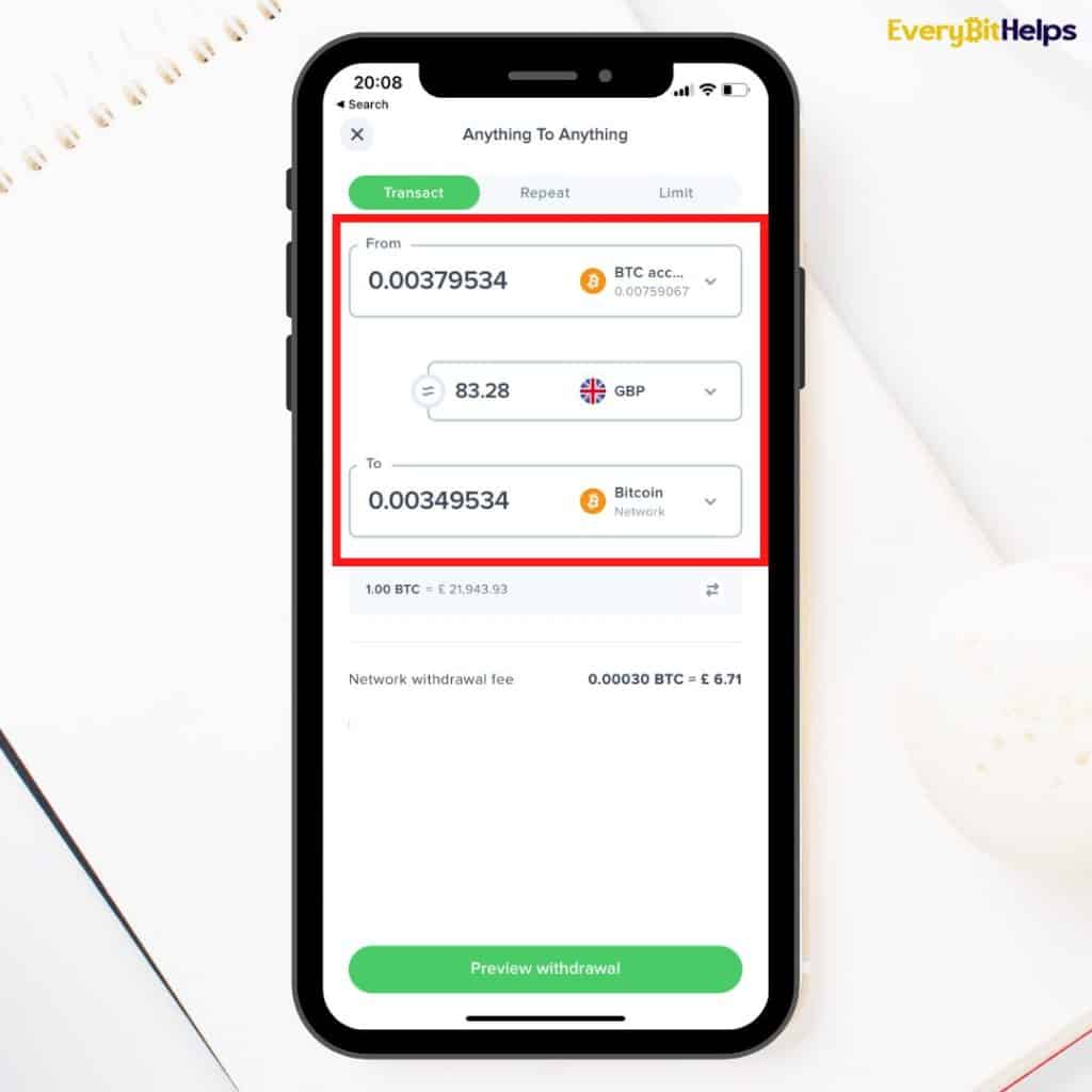 withdrawing crypto from Uphold app