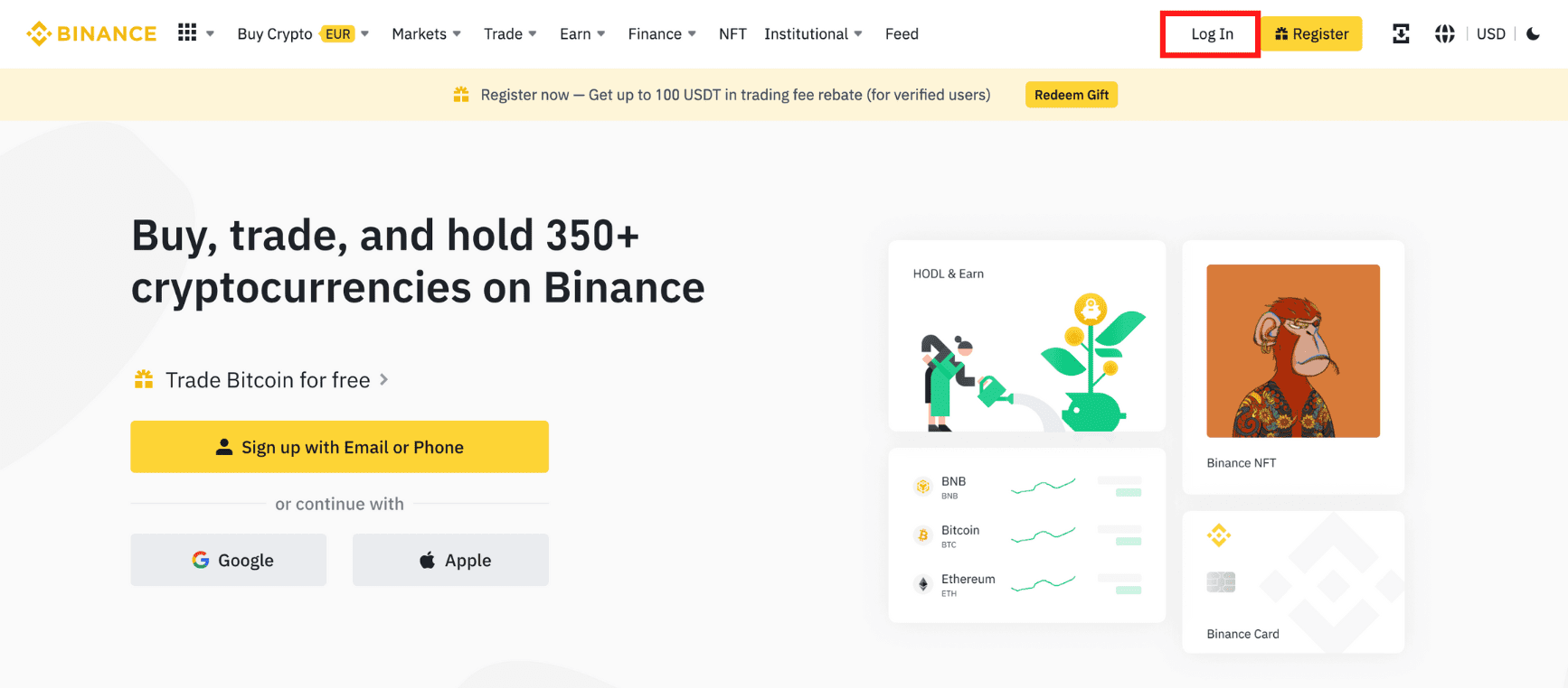 Step 1: Go to Binance and login