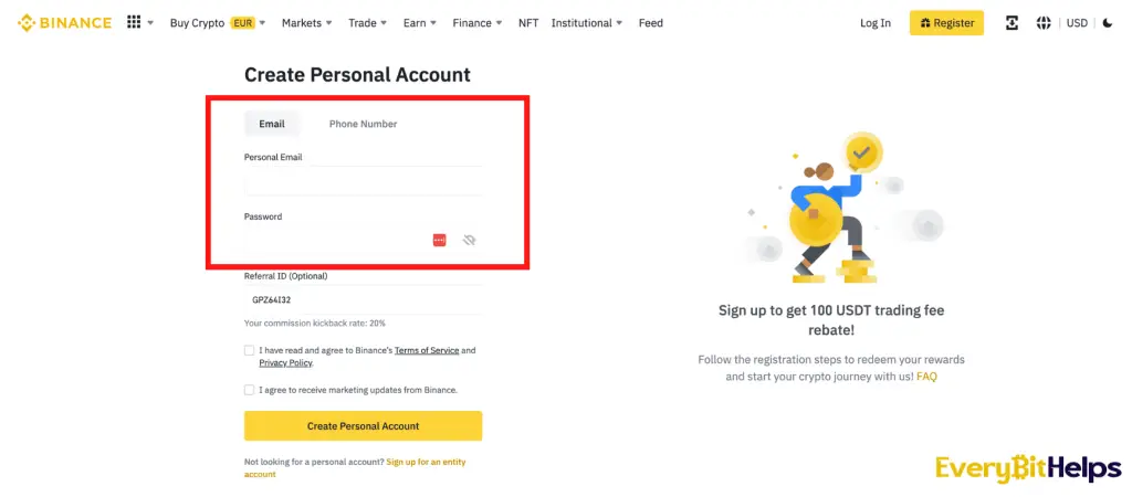 Step 2: Register Email and Create a Password