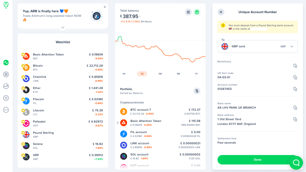 Uphold withdraw to a bank account